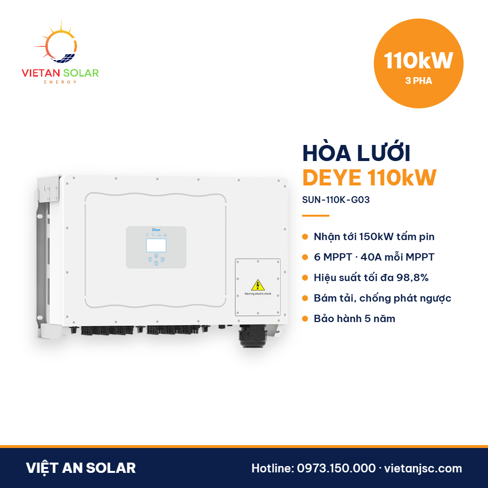Biến tần hòa lưới Deye 110kW 3 pha SUN-110K-G03