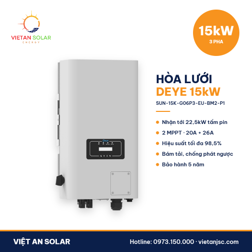 Biến tần hòa lưới Deye 15kW 3 pha SUN-15K-G06P3-EU-BM2-P1