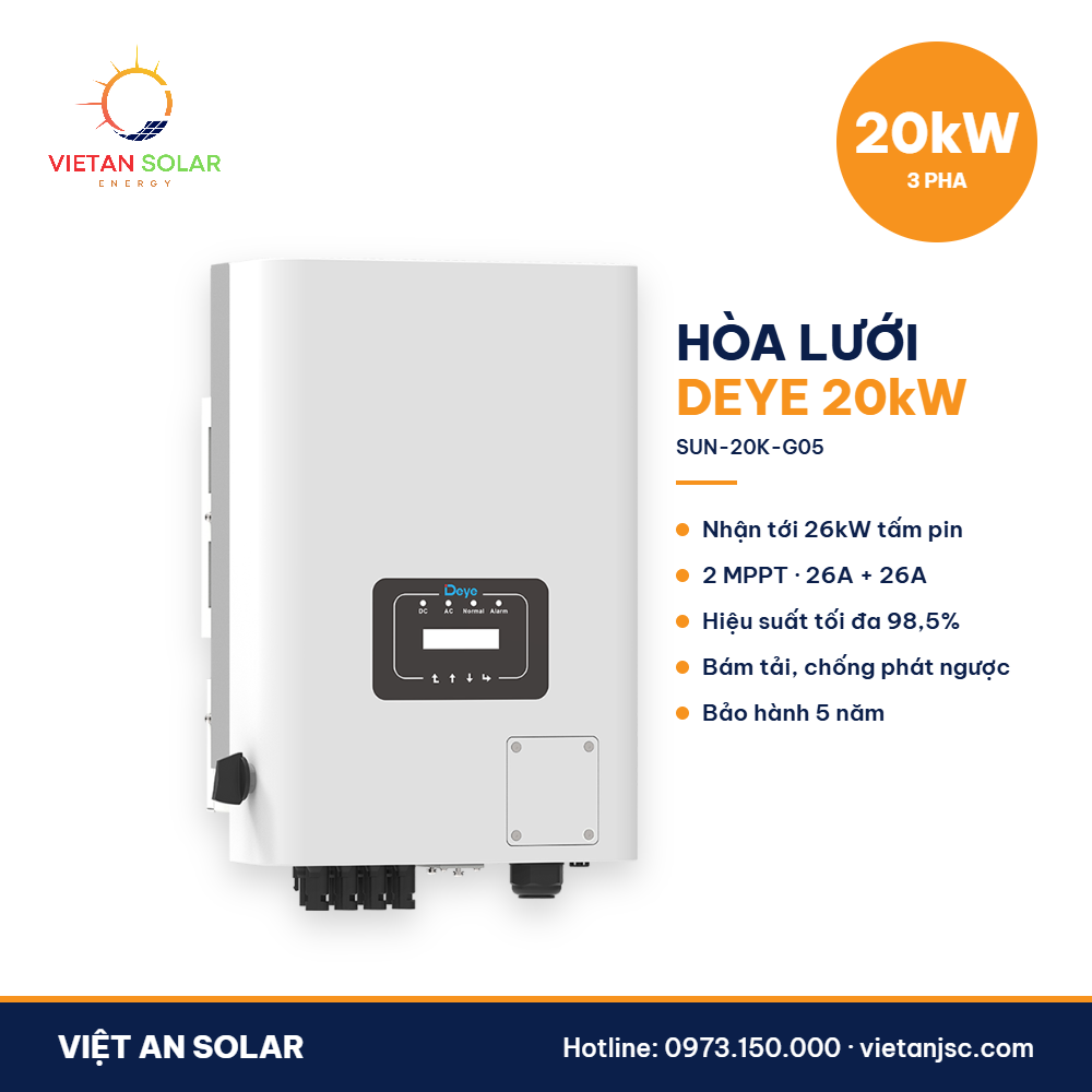Biến tần hòa lưới Deye 20kW 3 pha SUN-20K-G05