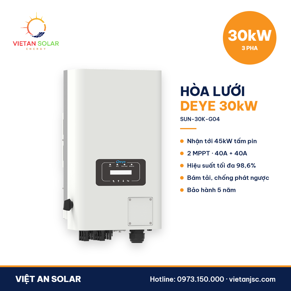 Biến tần hòa lưới Deye 30kW 3 pha SUN-30K-G04