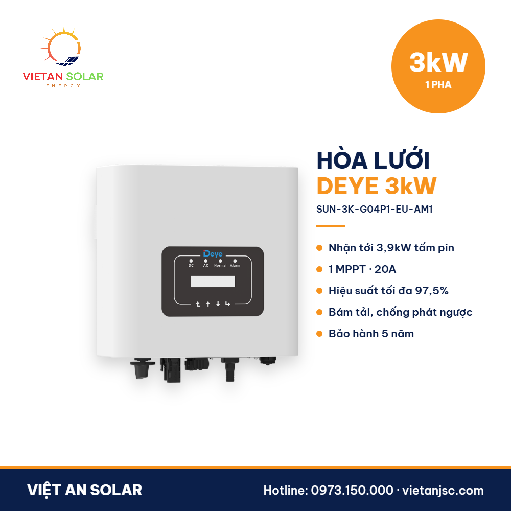 Biến tần hòa lưới Deye 3kW 1 pha SUN-3K-G04P1-EU-AM1