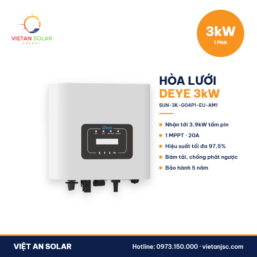 Biến tần hòa lưới Deye 3kW 1 pha SUN-3K-G04P1-EU-AM1