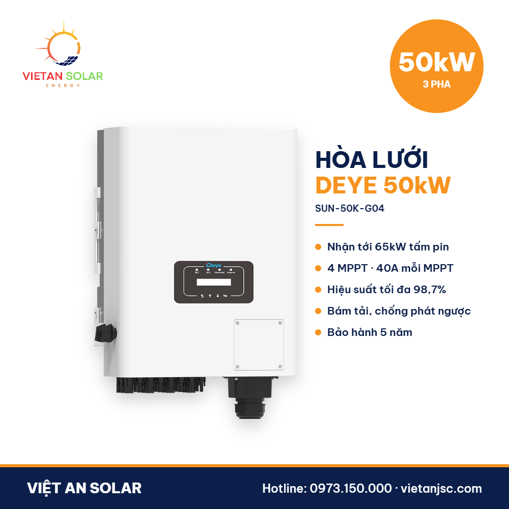 Biến tần hòa lưới Deye 50kW 3 pha SUN-50K-G04