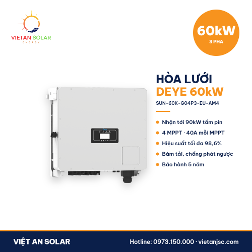 Biến tần hòa lưới Deye 60kW 3 pha SUN-60K-G04P3-EU-AM4