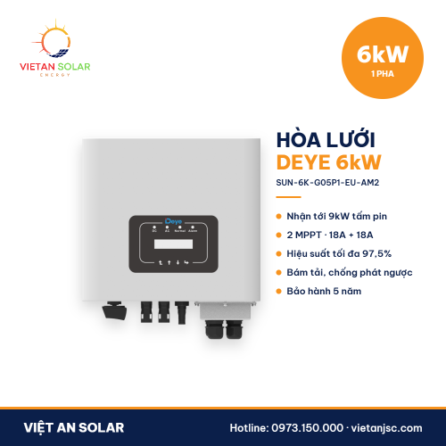 Biến tần hòa lưới Deye 6kW 1 pha SUN-6K-G05P1-EU-AM2
