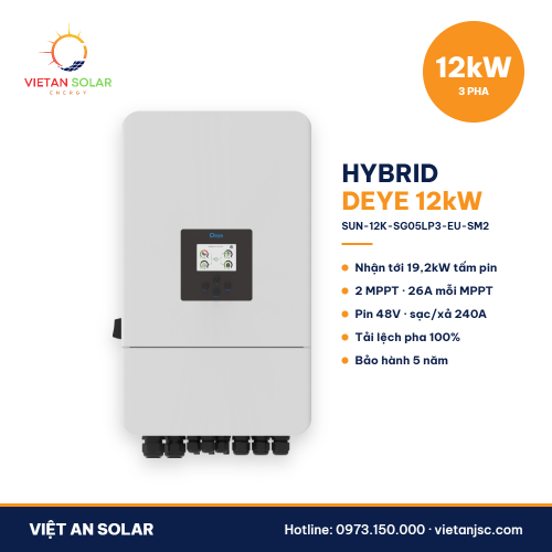 Biến tần hybrid Deye 12kW 3 pha SUN-12K-SG05LP3-EU-SM2
