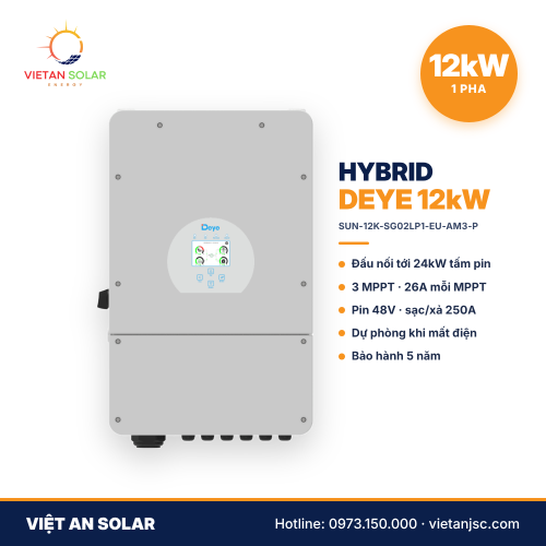 Biến tần hybrid Deye 12kW 1 pha SUN-12K-SG02LP1-EU-AM3-P