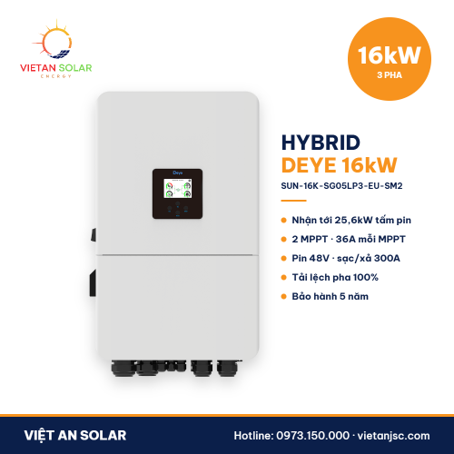 Biến tần hybrid Deye 16kW 3 pha SUN-16K-SG05LP3-EU-SM2