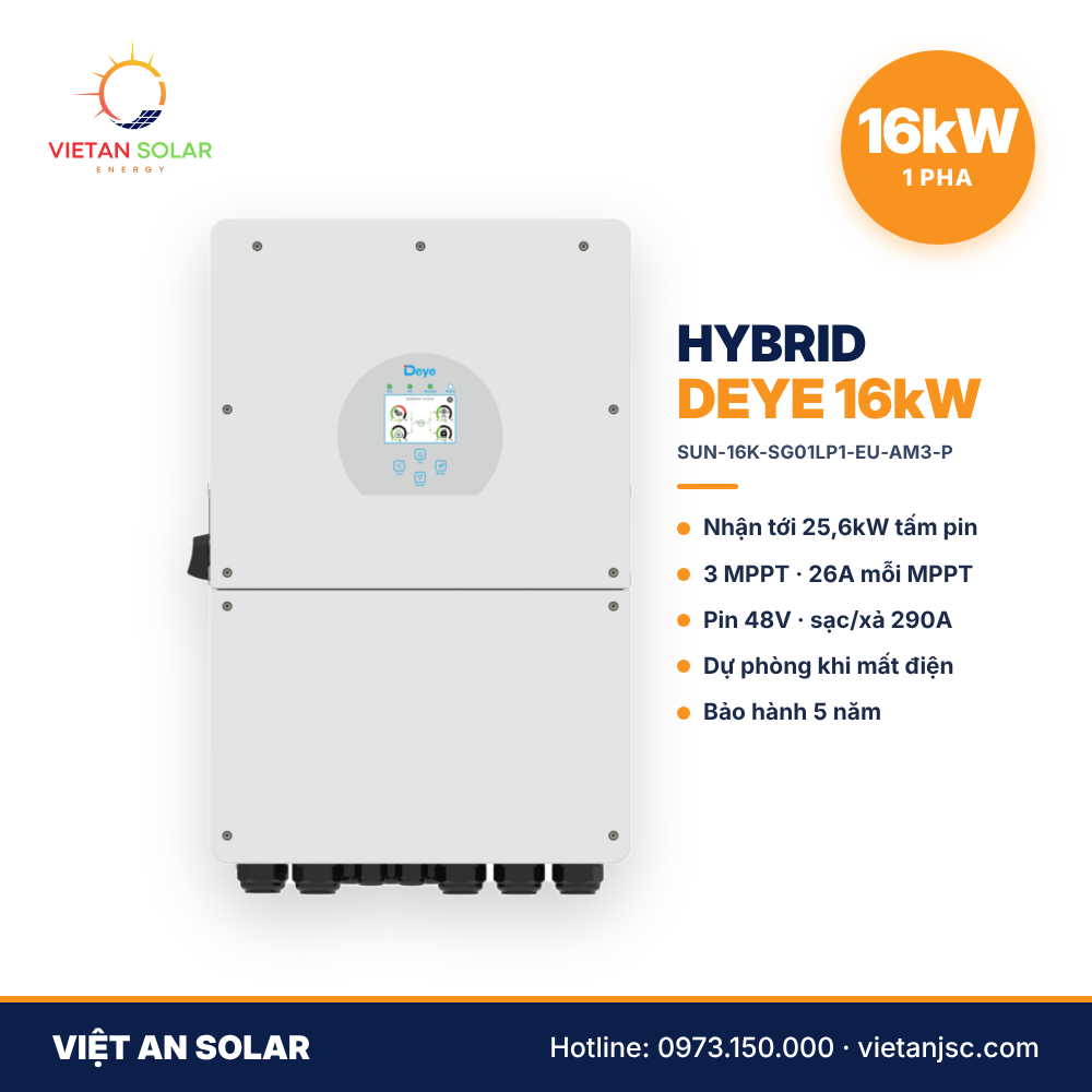Biến tần hybrid Deye 16kW 1 pha SUN-16K-SG01LP1-EU-AM3-P