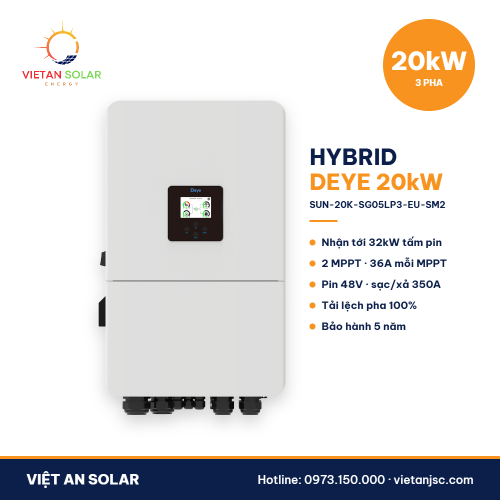 Biến tần hybrid Deye 20kW 3 pha SUN-20K-SG05LP3-EU-SM2