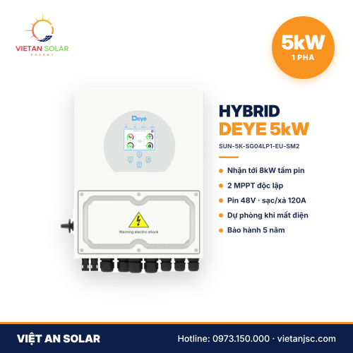 Biến tần hybrid Deye 5kW 1 pha SUN-5K-SG04LP1-EU-SM2