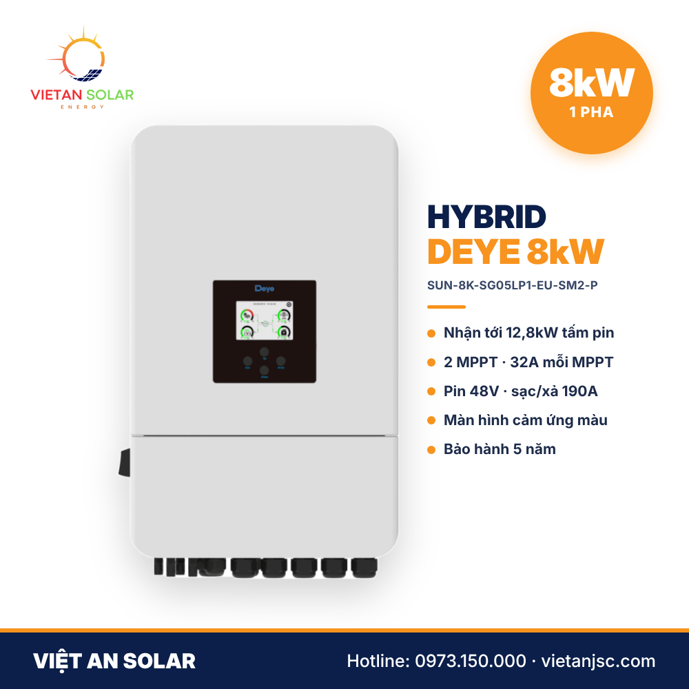 Biến tần hybrid Deye 8kW 1 pha SUN-8K-SG05LP1-EU-SM2-P
