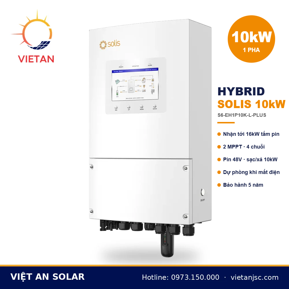 Biến tần hybrid Solis 10kW 1 pha S6-EH1P10K-L-PLUS